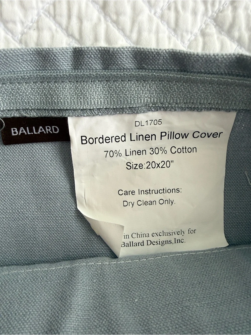 Ballard Designs Grayblue Accent Pillow with White Border 20x20